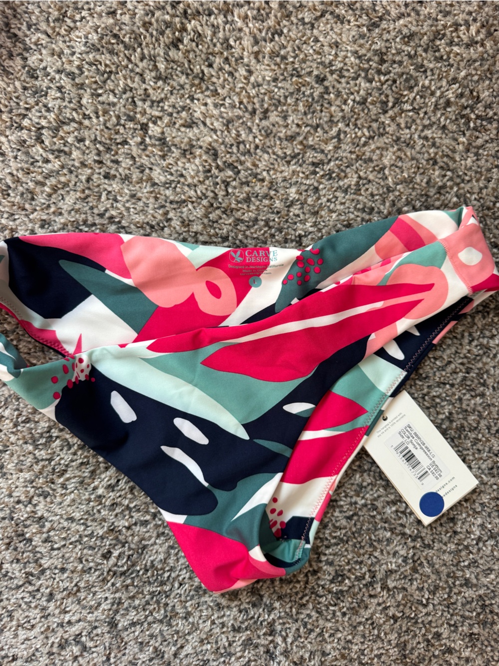 Carve Designs Multicolor Tropical Bikini Bottoms in Pink, Teal & Navy